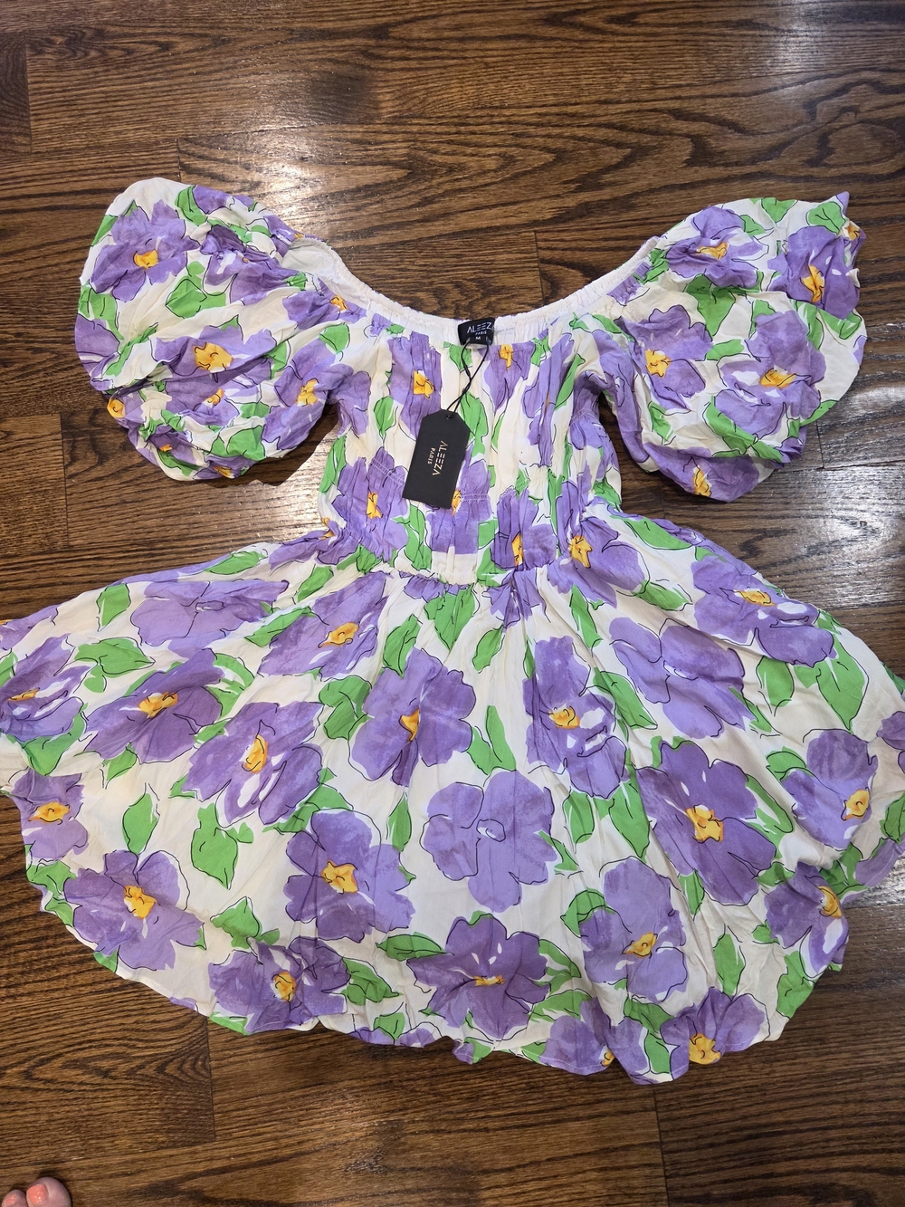 Aleeza Paris purple floral mini sun dress, Size M